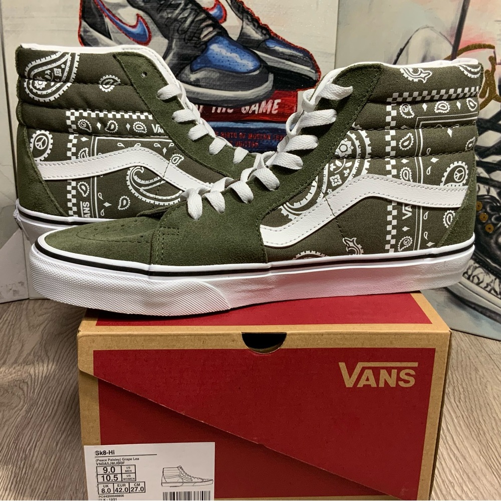 Vans SK8-HI (PEACE PAISLEY) 9 US GRAPE LEAF/TRUE WHITE - Picture 8 of 10
